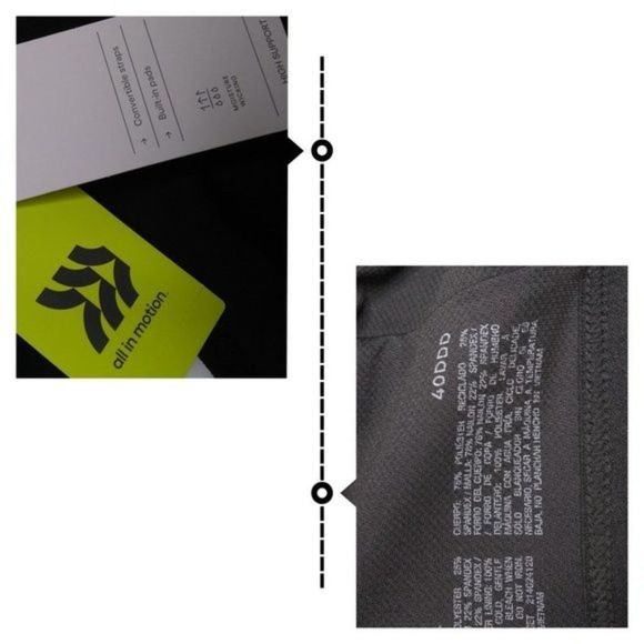 All Motion High Support Convertible Strap Bra Blk 40DDD - Picture 6 of 7